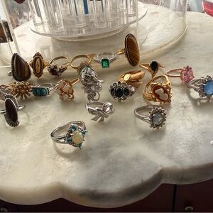 LIVE Avon Gold and Silver Ring Collection with Gem Accents